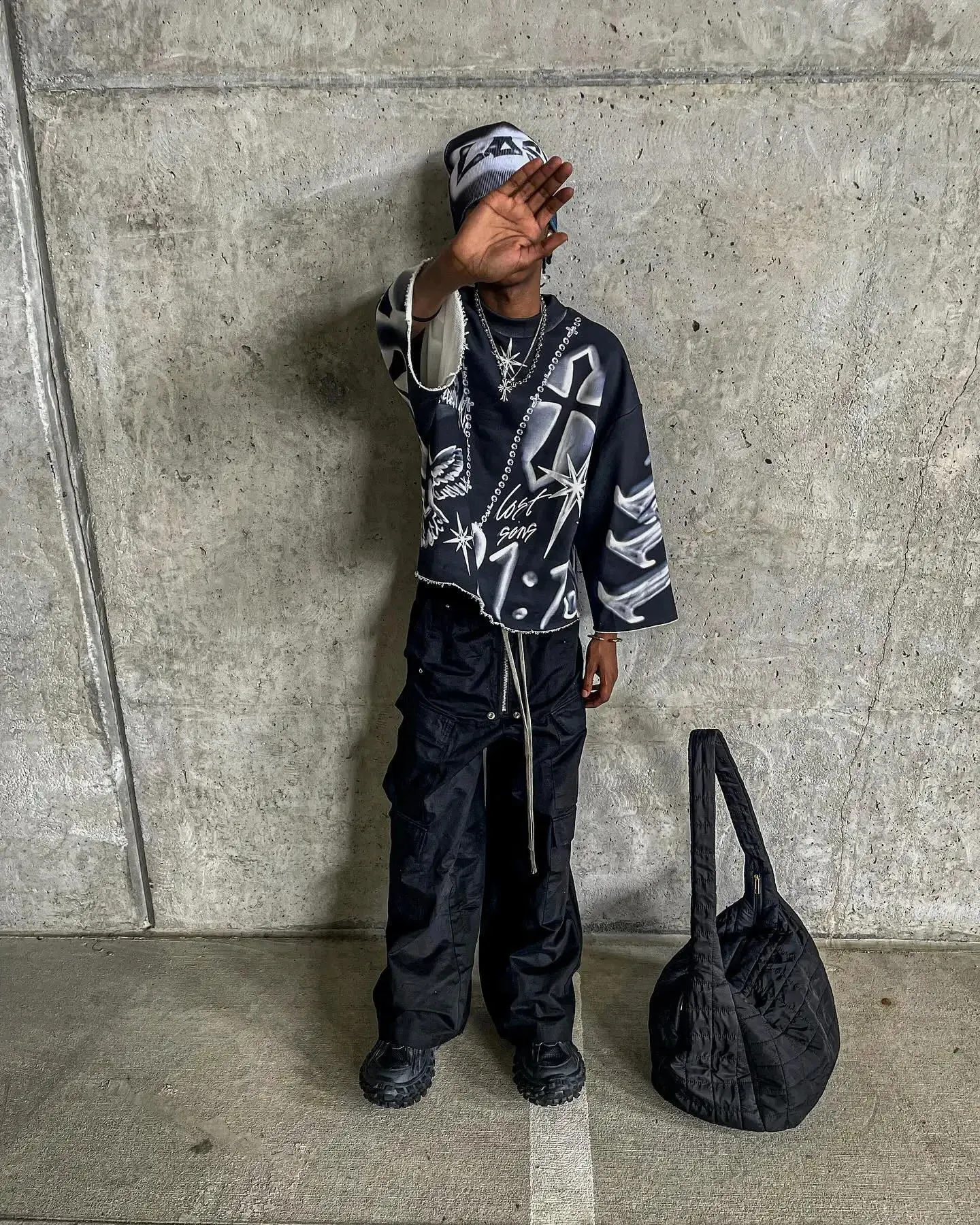 Wholesale Mens Gothic Hip Hop Graphic Full Print Oversized