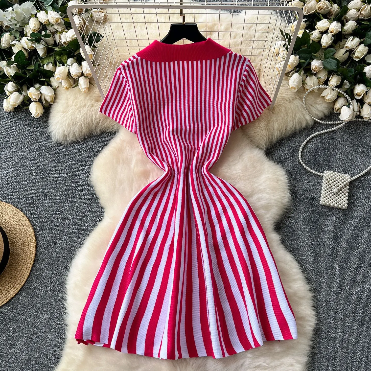 Striped Knitted Party Dress Womens Clothing Sexy Deep V Neck Short Sleeve Elegant Midi Dresses For Woman Casual A Line Skirt From 6,39 | DHgate Striped Knitted Party Dress Womens Clothing Sexy Deep V Neck Short Sleeve Elegant Midi Dresses For Woman Casual A Line Skirt From 6,39 | DHgate