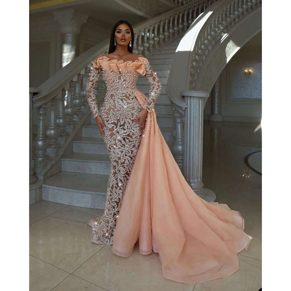 Mermaid Style Prom Gowns: Elegant Sheer Neck Evening Dress