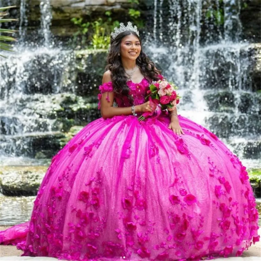 hot pink party dress ZAPAKA Women Sequin Prom Dress Hot Pink Strapless Mermaid Party Dress with Slit, Fuchsia / US24W main image 1