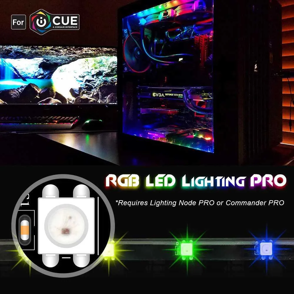 40cm Addressable WS2812b Digital LED Strip for PC Case Decor, iCUE ...