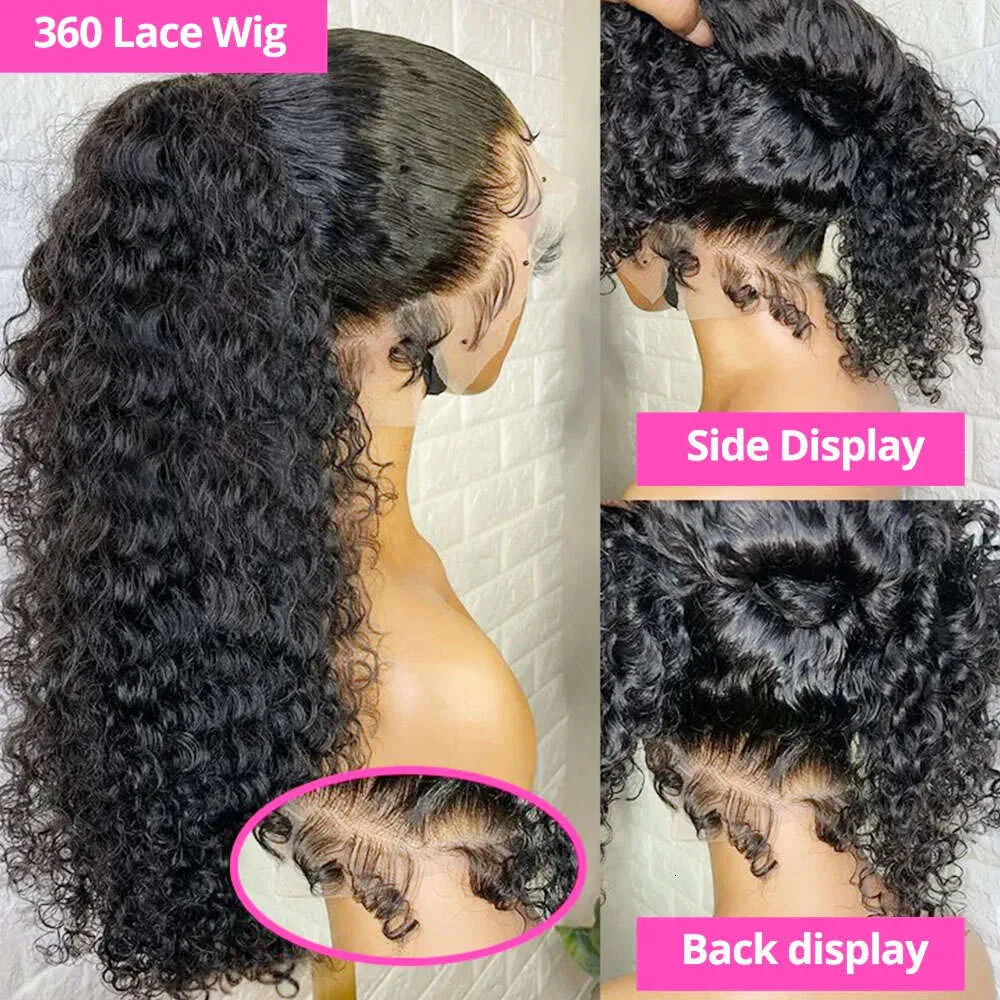 Human Hair Wig 360 Lace Front Glueless Water Wave Petite Fit Water Wave Human Hair 360 Lace Frontal Wig High Ponytail  main image 4