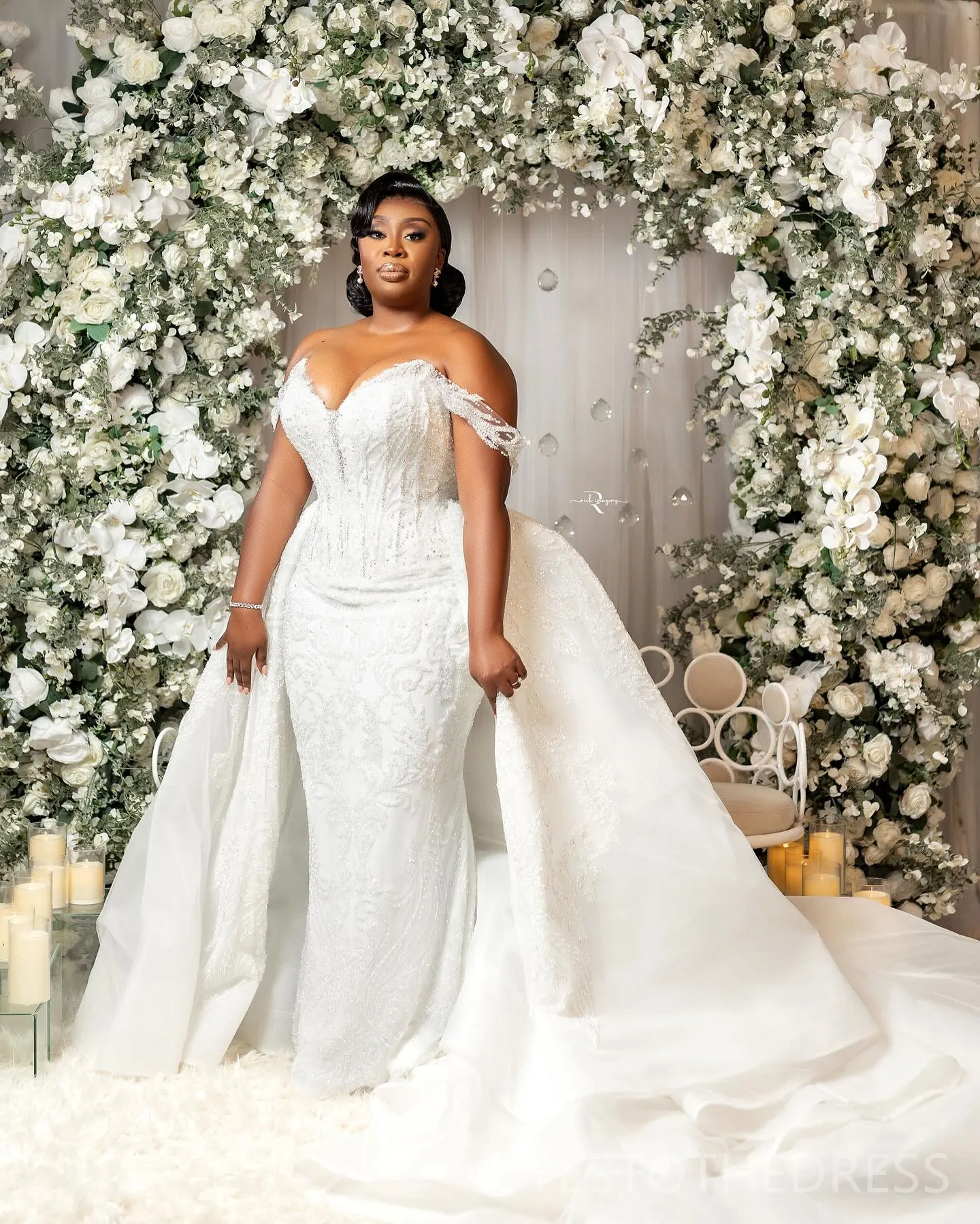 Plus Size African Wedding Dress Bridal Gown with Detachable Train Off-Shoulder  Lace-Up Back from Dhgate Mermaid Wedding Dresses - price 324.19