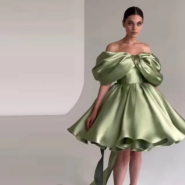 green emerald velvet dress Simple green short prom dress, green evening dress – dresstby main image 0