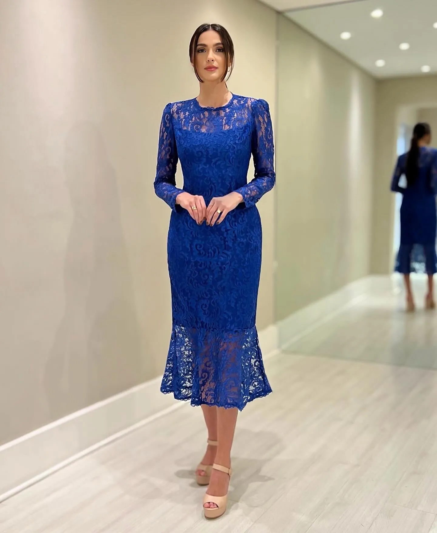 Cocktail Dress Royal Blue Lace Dress For Wedding Guest Short Navy
