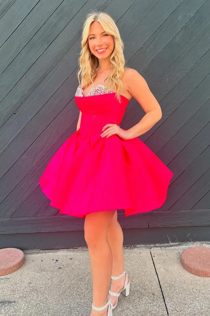 Fuchsia Sweetheart Corset A-Line Homecoming the dress