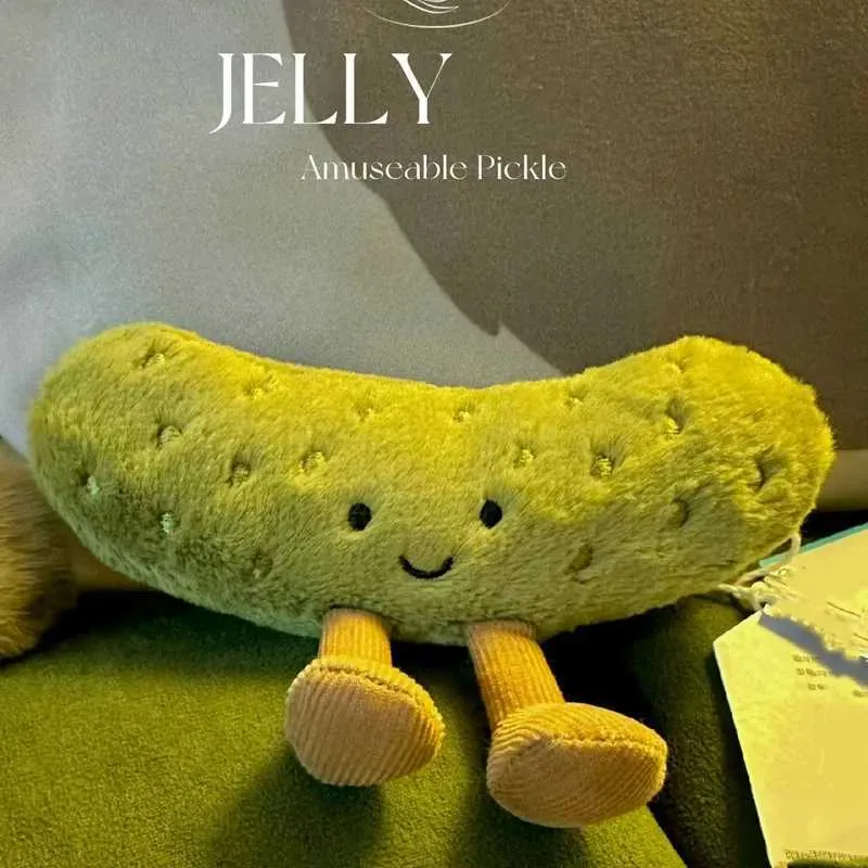 Succulent Pillow: Green Pickled Cucumber Plush Smiling Vegetable