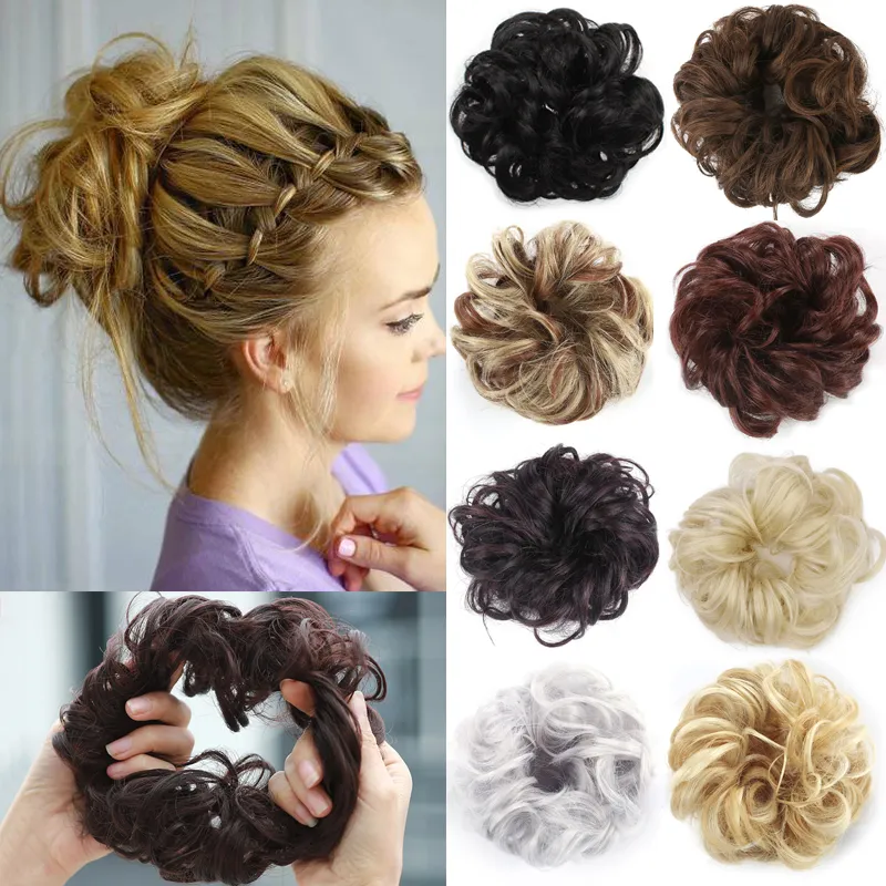 Kinky Curly Human Hair Bundles Elegant Messy Bun Hair Piece 