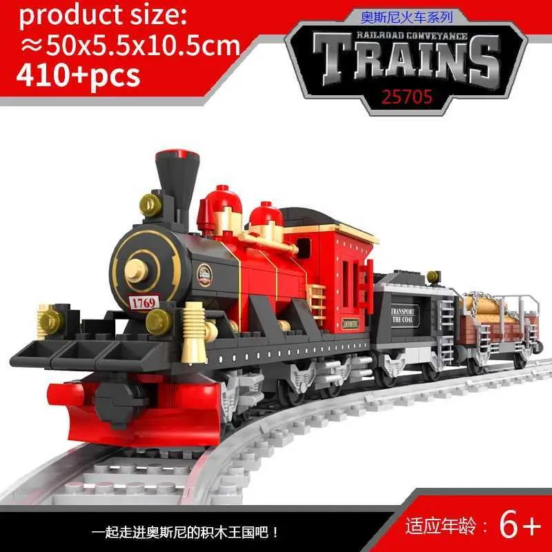 Classic Train Set Building Blocks Steam Locomotive, Cargo Carriages ...