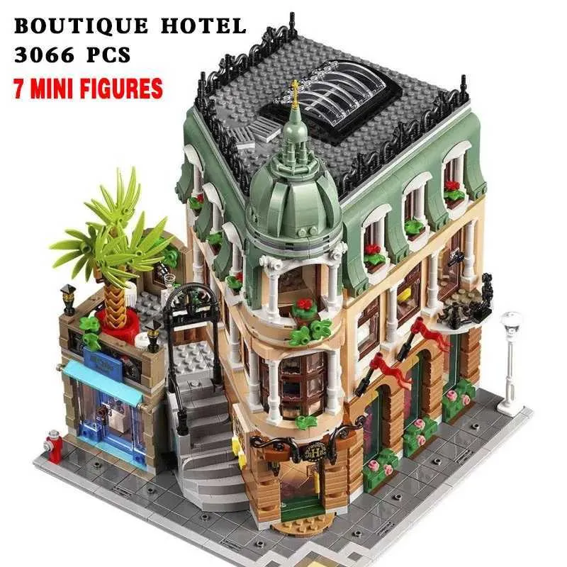 Modular Boutique Hotel Building Blocks Set Street View Series  Compatible with 10297 Bricks Toys for Kids