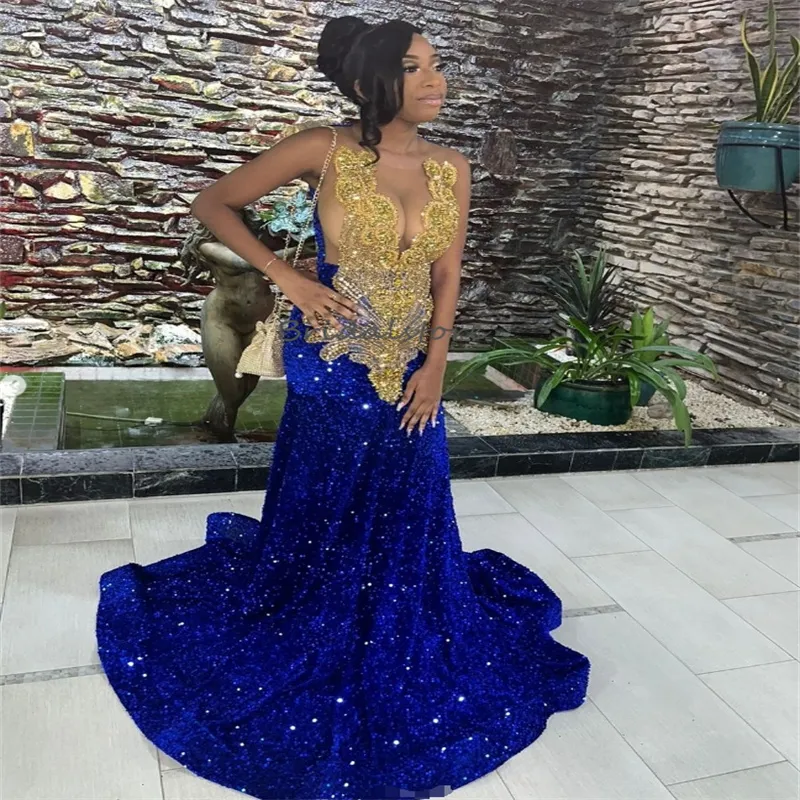 Sparkling Royal Blue Mermaid Blue Sparkly Prom Dress with Gold Sequins and Beaded Crystal Embellishments for Black Women - Perfect for Birthday Royal Blue Prom Dresses: Mermaid Sequin Evening Gown With Beaded Crystal  Accents, Perfect For Birthday Parties And Special Occasions Sparkly Womens Formal  Dress 2025 From Bridalstore, $156.09 | DHgate.Com