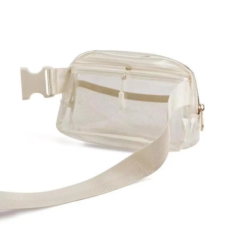 Fashionable Clear Fanny Pack Transparent Belt Bags Waist Pack Waterproof Clear Waist Bag for Sports Carry Any PhoneWallet Clear Belt Bag no logo