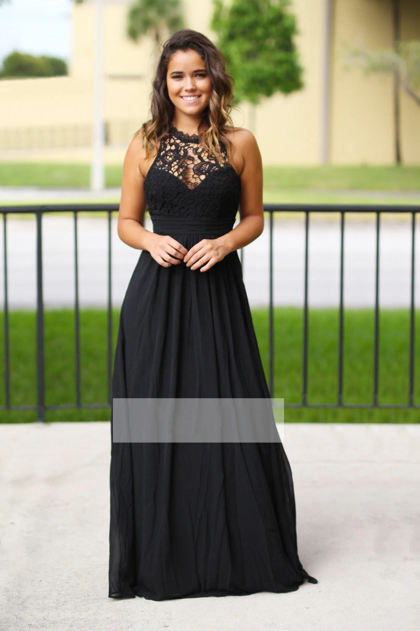 black chiffon bridesmaid dress