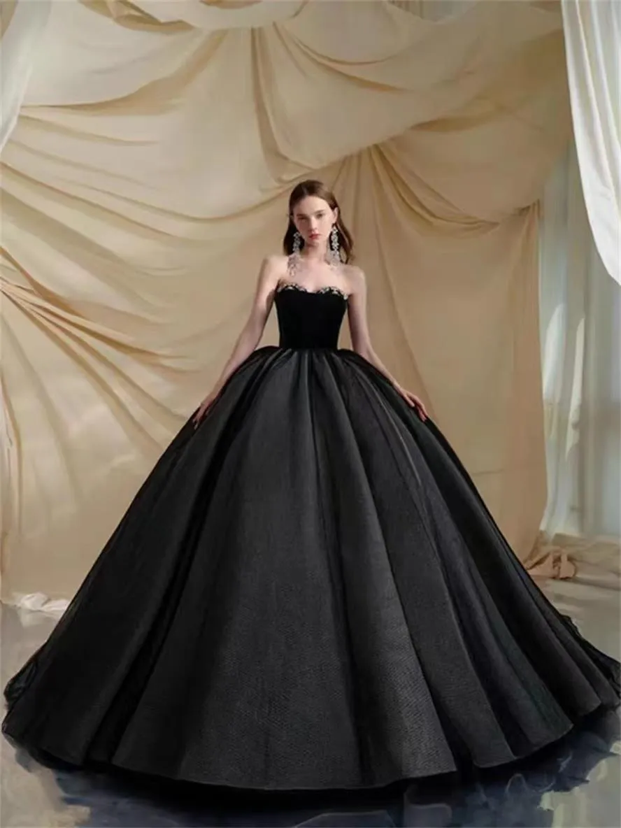 Formal Ball Gown Dress with Strapless Neckline and Lace-up Back, Crepe  Fabric, Built-in Bra, Court Train, Black Rose Aura HB508 from Dhgate  Bridesmaid Dress - price 408.12
