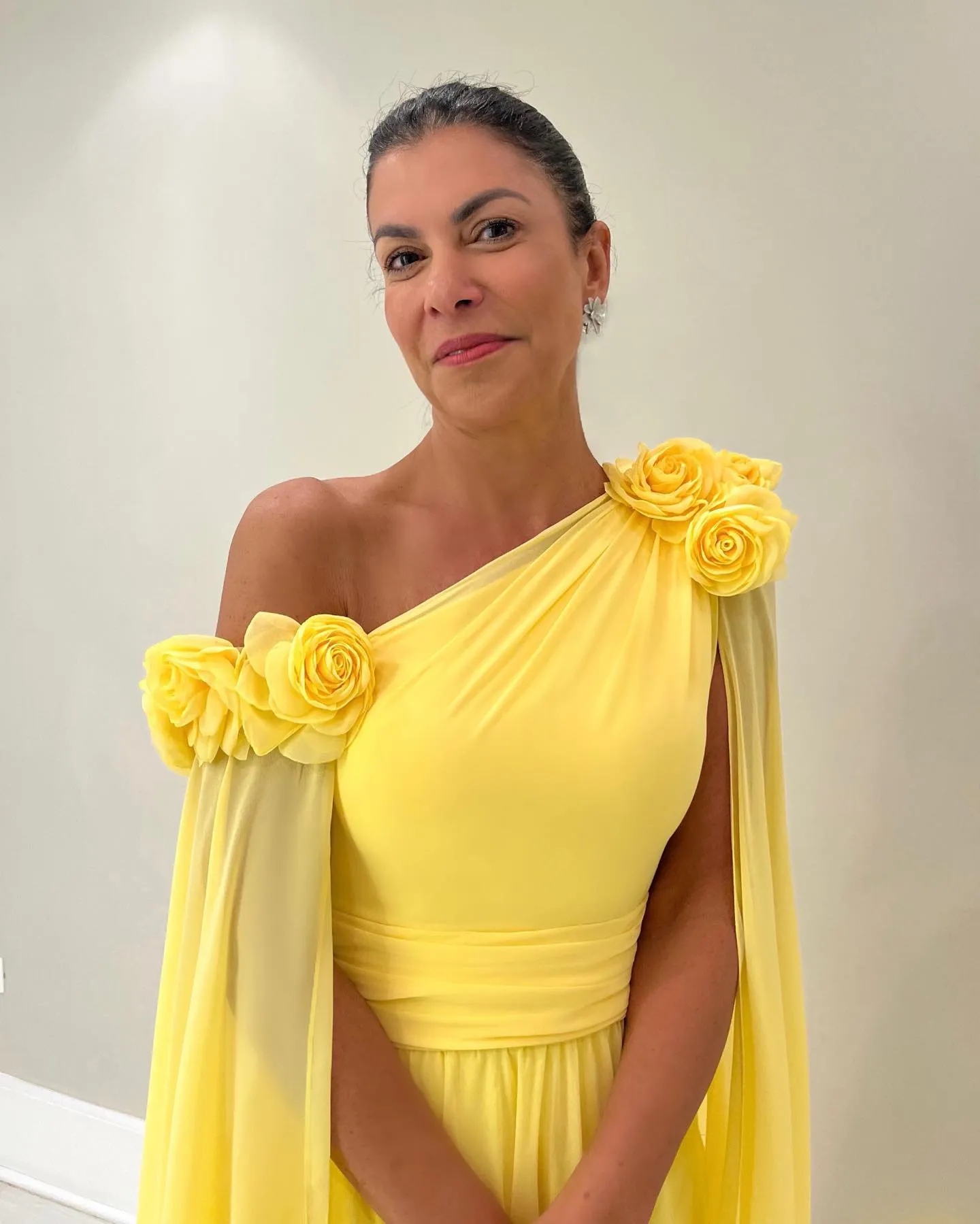 Yellow Flower Mother Of The Bride Dresses One Shoulder Neck A Line