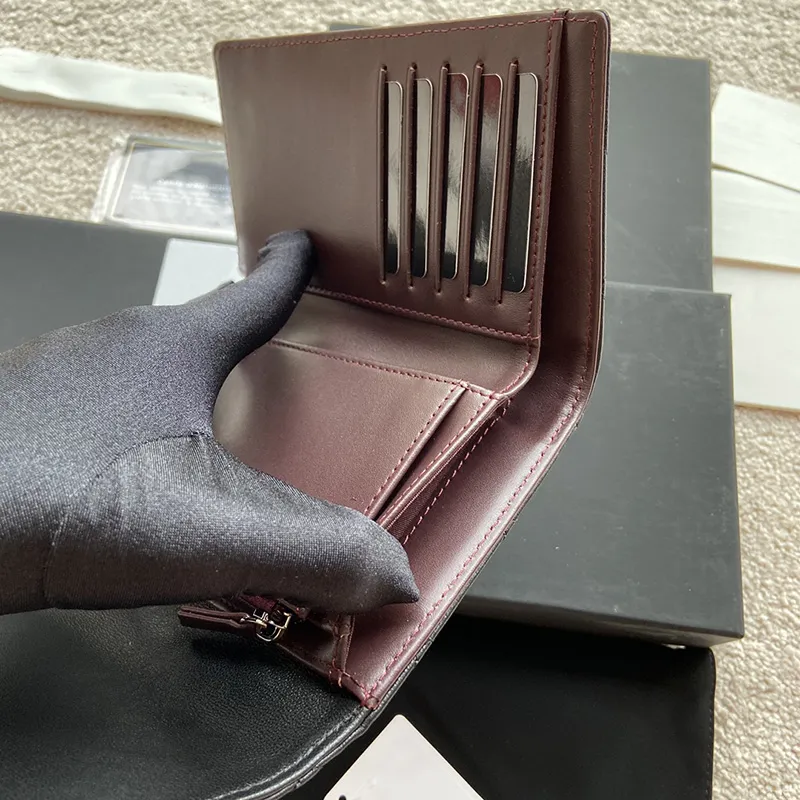 Designer Black Lambskin Xumm Wallet With 5 Card Slots, Gold/Silver