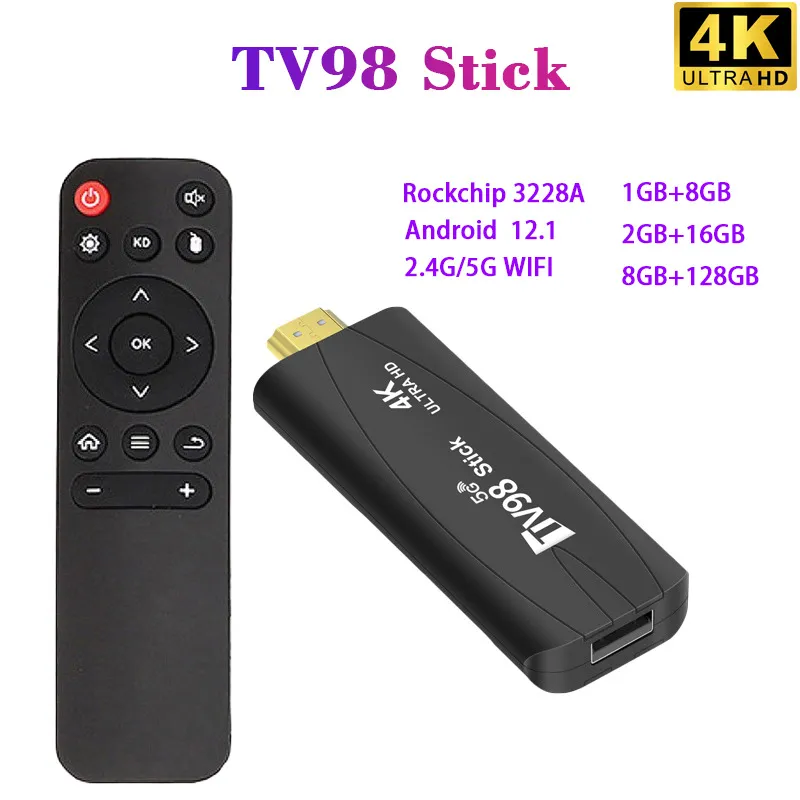 4K新品未使用品AndroidテレビstickTV大容量16GB TV98 TV Stick 4K Smart Android 12.1 TV Dongle With 2.4/5G