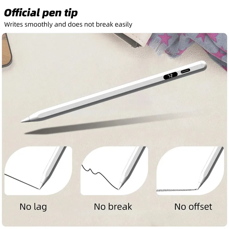 Universele styluspen met touchscreen, stille draagbare digitale pen voor smartphones en tablets, multifunctionele capacitieve pen met hoge gevoeligheid, zwart, wit(Wit