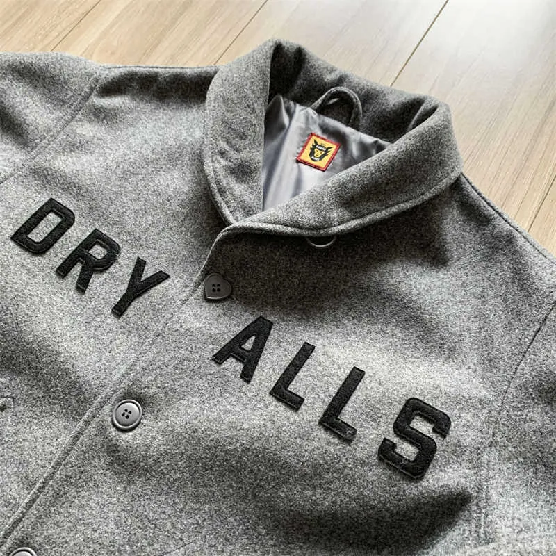 2023 HUMAN MADE Dry Alls Embroidered Woolen Baseball Jacket With 