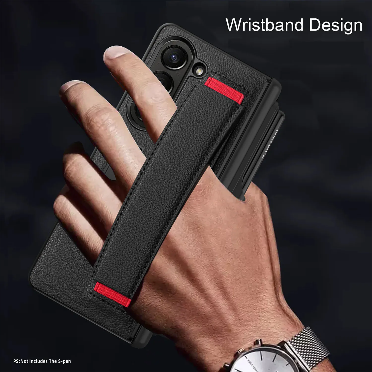 Pelle da polso da polso per Samsung Galaxy Z Fold 5 casi a penna per protezione cerniera Protezione Schermata Glass Schermo