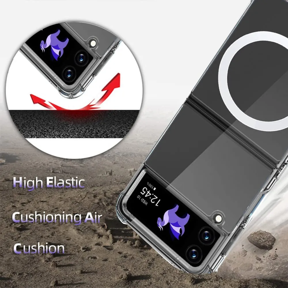 Магнитный Прозрачный Прозрачный Чехол Magsafe Для Samsung Galaxy Z Fold 5  Fold 4 Fold 3 5G Z Flip 4 Flip 5, Чехол Для Телефона, Передняя И Задняя  Защитная Крышка, Жесткий Бампер Для