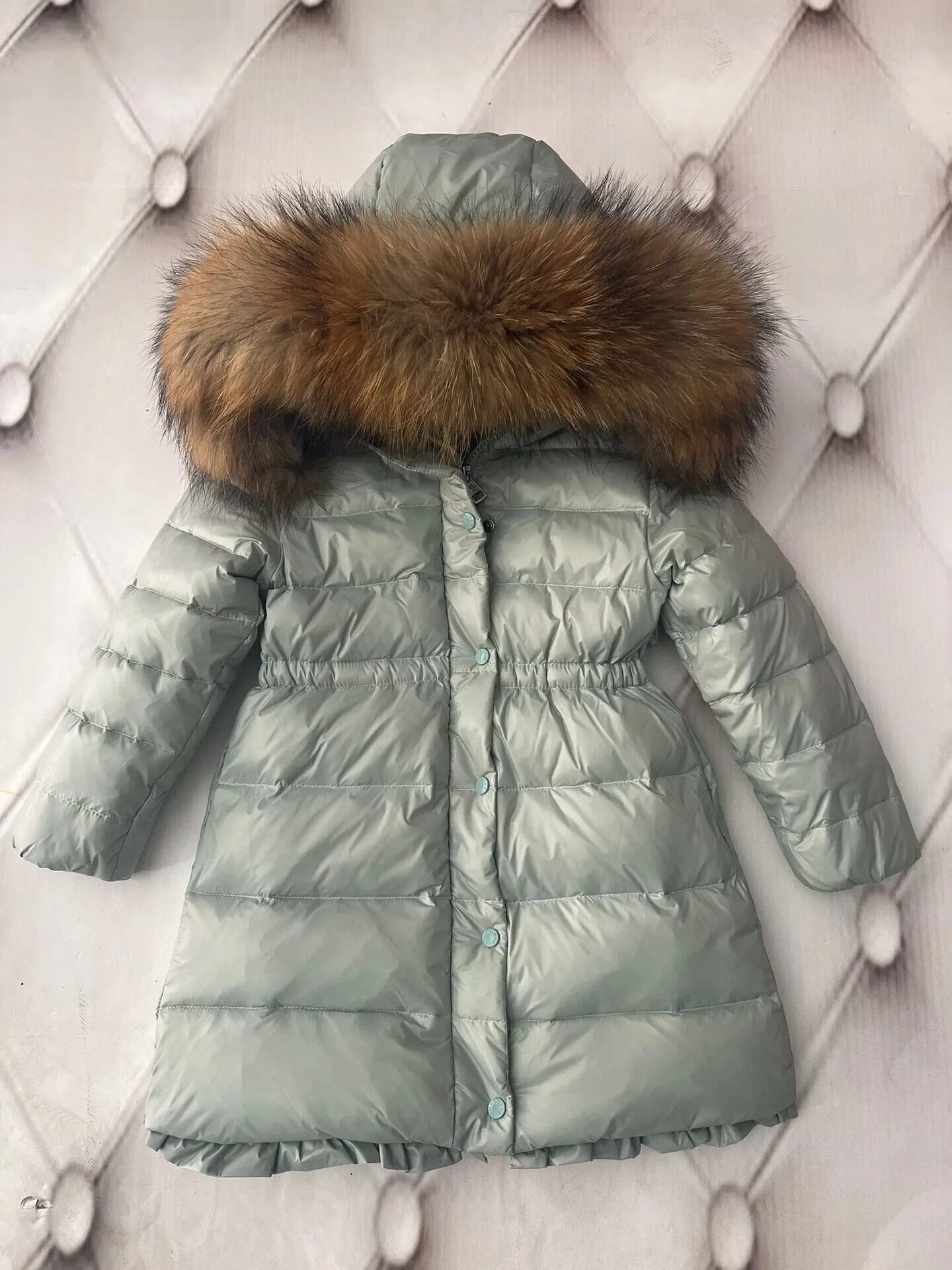 Kids girls boys puffer trench down pink coats designer fox fur hooded coat fashion girl boy jacket winter warm duck down jackets baby clothes size 100-160