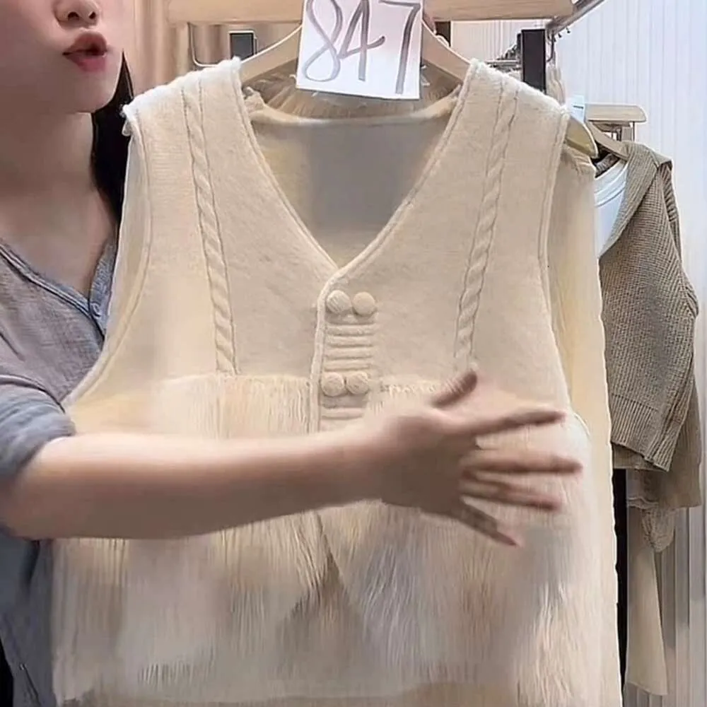 Chalecos Sin Mangas Para Mujer Chaqueta Cardigan Con Cuello En V Para Mujer Chaleco Tejido A La Moda De Otono Tendencia De 24 06 DHgate