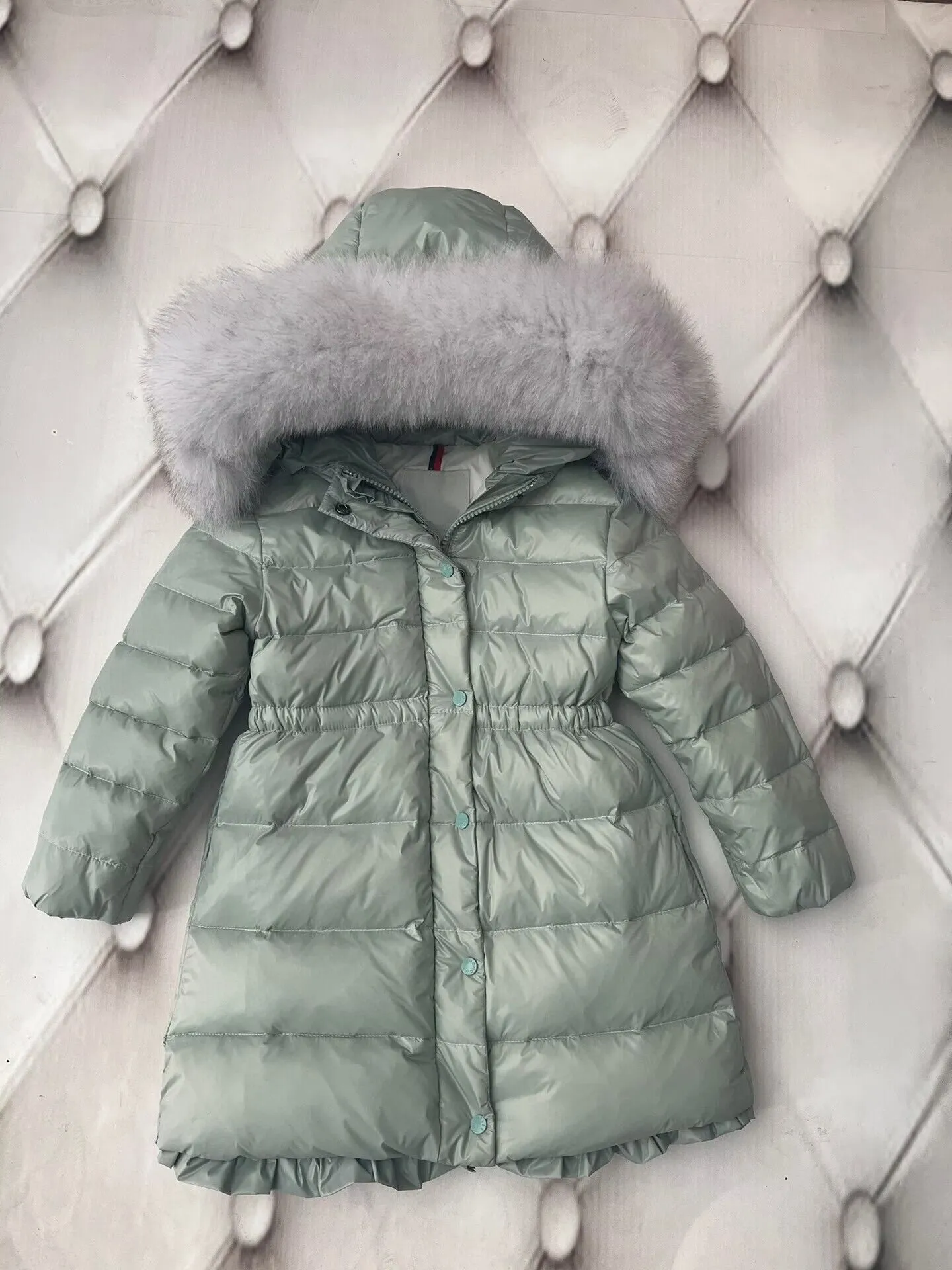 Kids girls boys puffer trench down pink coats designer fox fur hooded coat fashion girl boy jacket winter warm duck down jackets baby clothes size 100-160