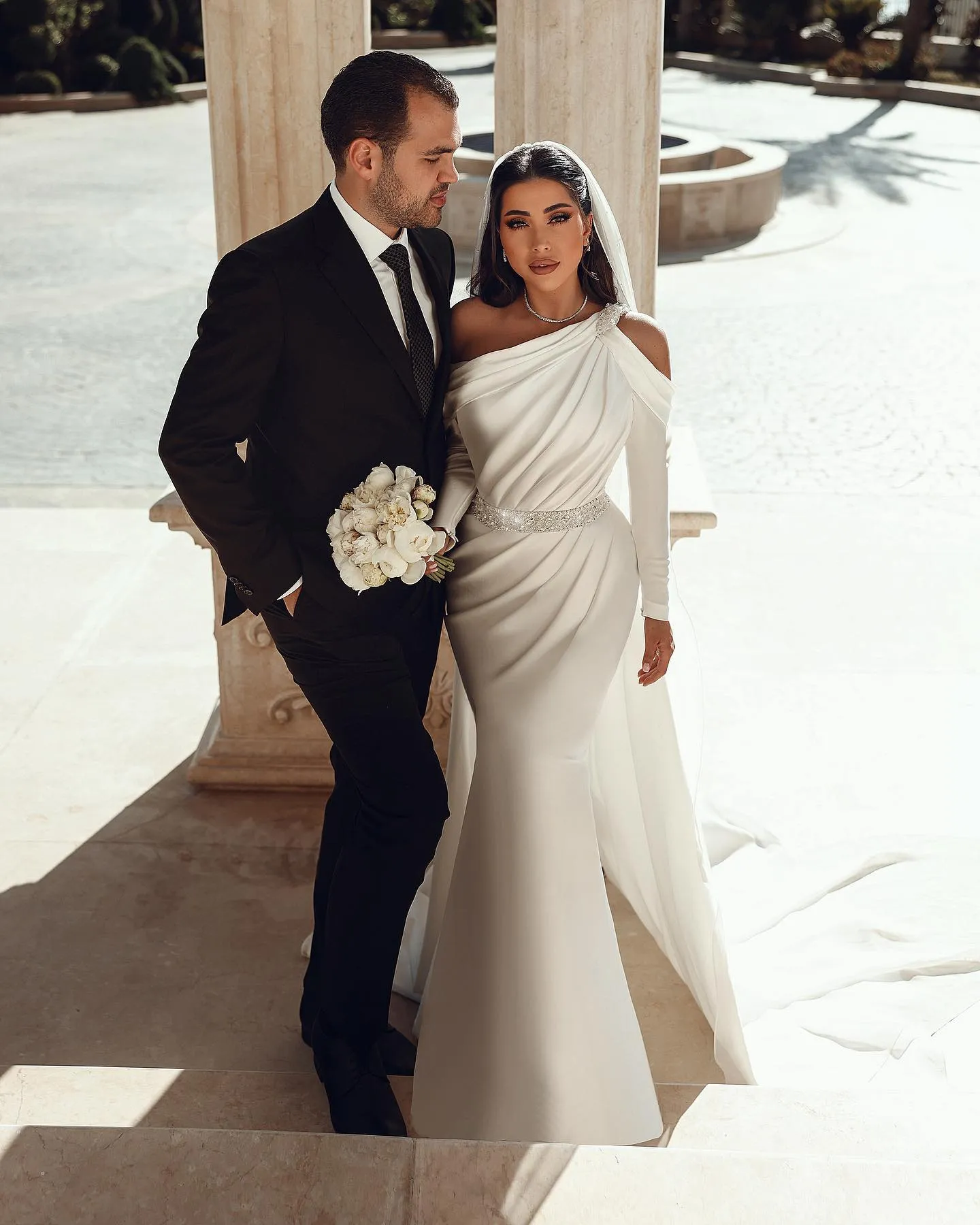 One Shoulder Pleated Wedding Dresses With Detachable Train, Country Wedding Dresses, Popular Wedding Dresses One Shoulder Pleated Wedding Dresses With Detachable Train, Country Wedding Dresses, Popular Wedding Dresses