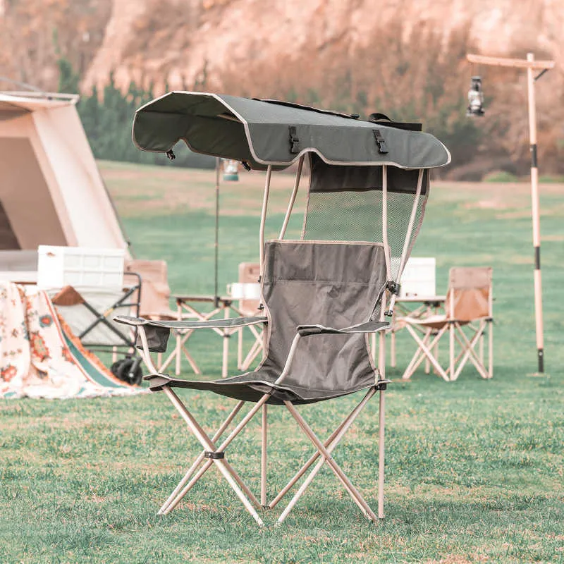 Portable Folding Fishing Chair With Canopy And Sketching Deck
