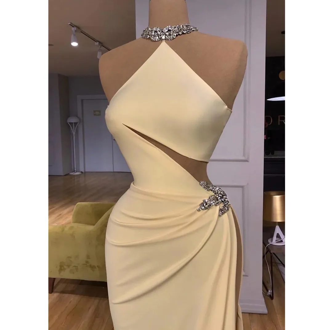 Elegant Red Satin Aliexpress Evening Dress Arabic Prom Fancy Satin Halter  Beading Ruched Long Sleeveless Dubai Evening Gown Floor-Length From Dhgate  Evening Dresses Price