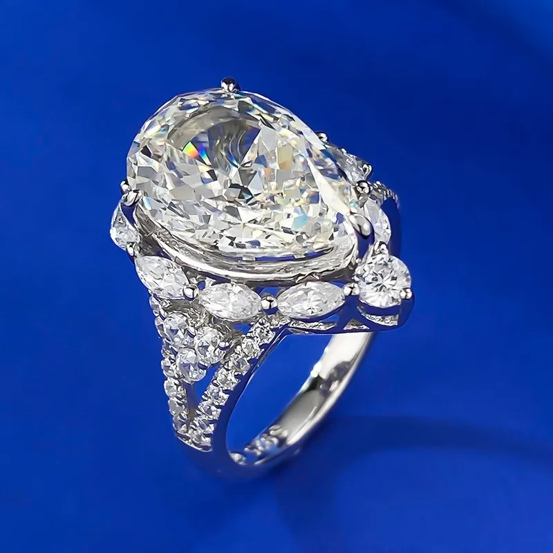 925 Sterling Zilver Asscher Cut Gemaakt Moissanite Aquamarijn Edelsteen Bruiloft Verlovingsring Sieraden Gift