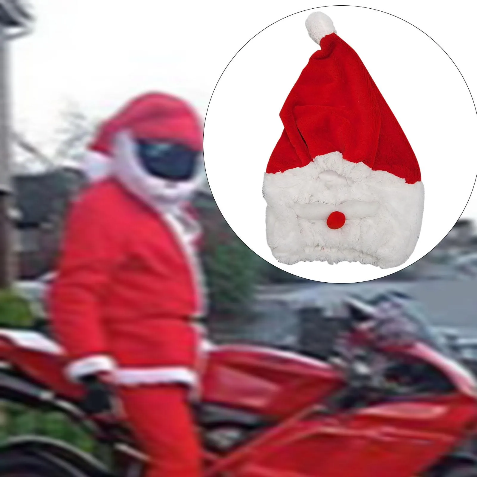 Festive Motorcycle Helmet Cover Plush Christmas Santa Hat Full Face Cover  for Adult Women Men Holiday Party Fun, Windproof Warm