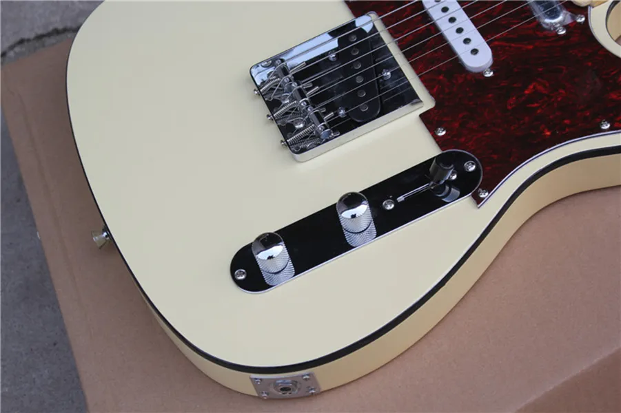 6 String Electric Guitar With Cream Finish, Dot Inlays, Wine Red Body ...