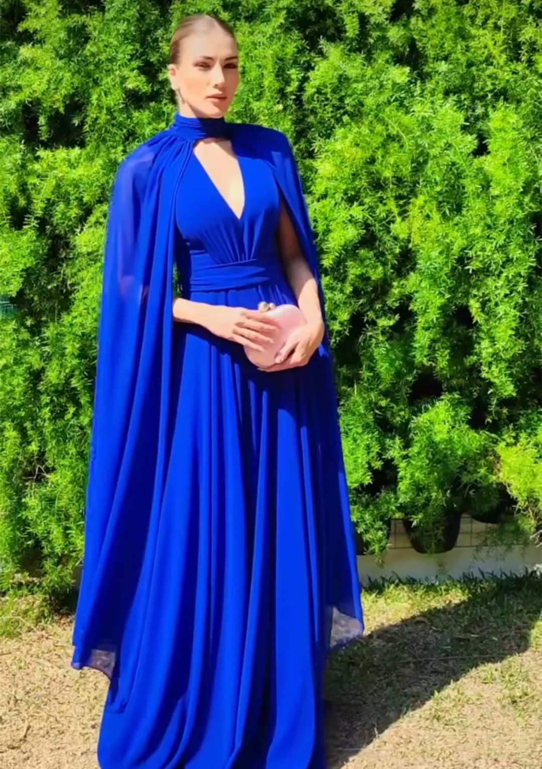 Cobalt Blue Gown With Cape Design by Aashima Behl at Pernia's Pop Up Shop  2024