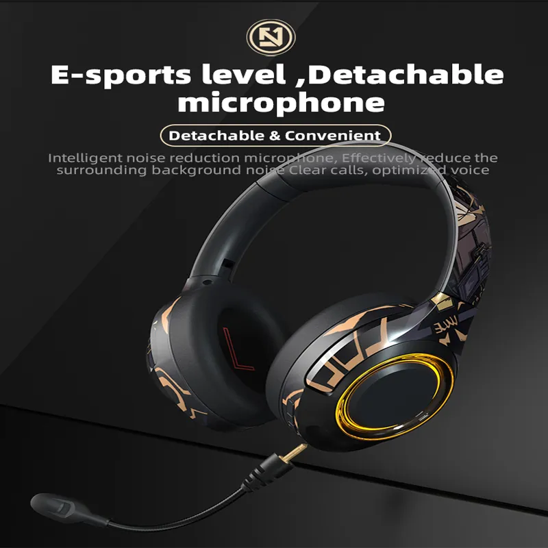 Graffiti Pattern earphones EL-A2 red Noise Cancelling Gaming Headphones black Foldable Wireless Bluetooth 5.0 Stereo Portable Headset silver Earphone