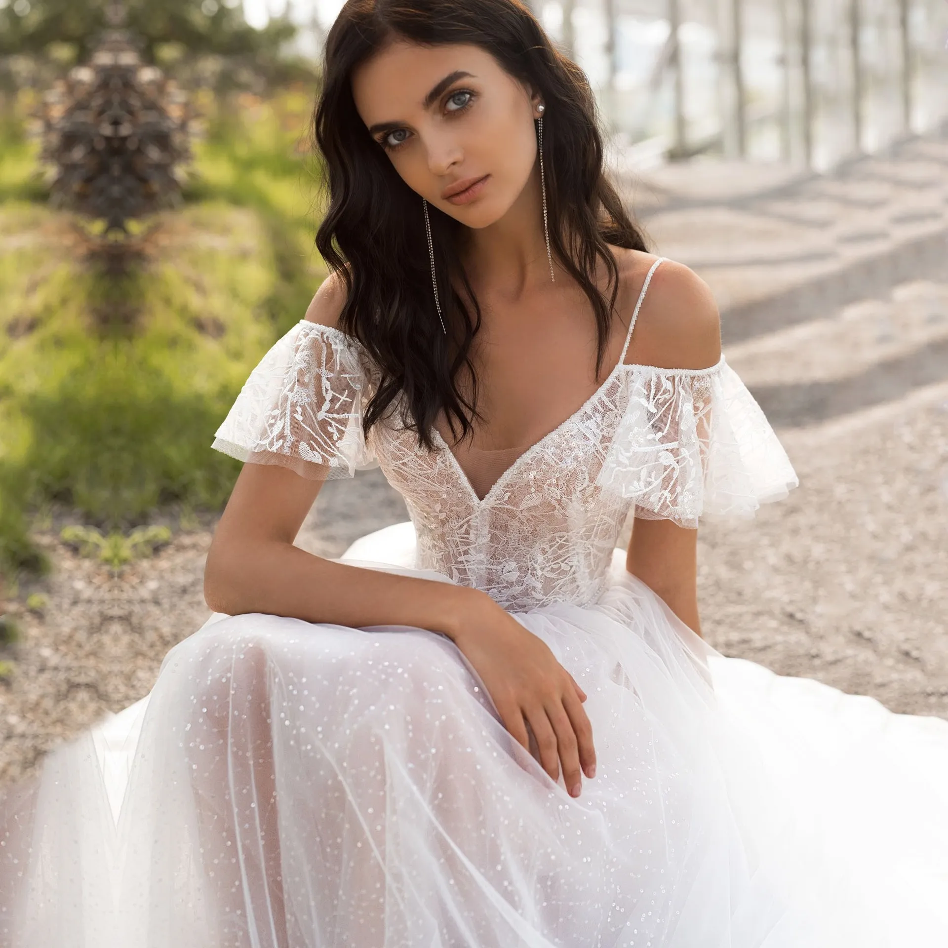 Vestidos De Novia De Encaje De Talla Grande Para Mujer, Vestidos De Boda De  Princesa Con Cuello En V Y Espalda Hueca, Vestidos Blancos 23W4 De 49,17 €