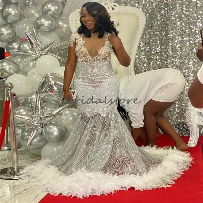 Silver beaded prom dress new arrivals