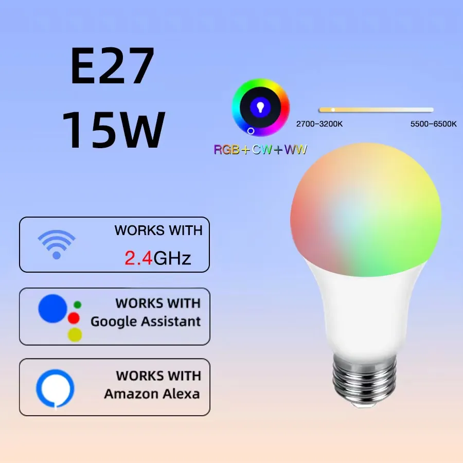 Ampoule LED Intelligente RF 2.4G avec Télécommande Sans Fil, Lampe