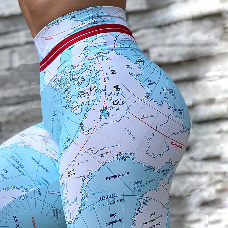 High Waist 3D Digital Printed World Map Gym Patterned Leggings For Women  For Women Push Up, Elastic Tight Fit, Ideal For Fitness, Yoga, Running And  Athletic Trousers From Ivogue888, $5.25