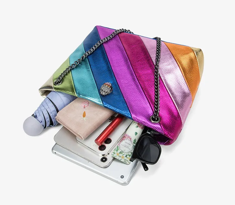 Rainbow Wave Pattern Womens Tote Handbags For Women With