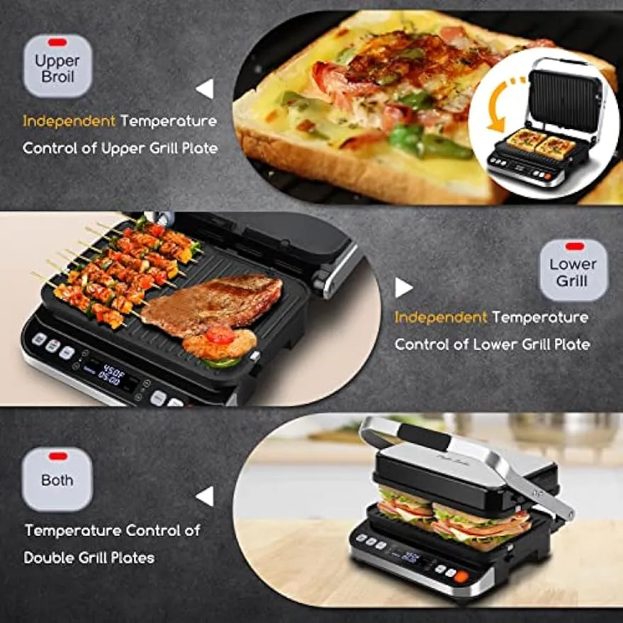 New Panini Press Sandwich Maker Taylor Swoden 1600W Electric Indoor Grill with Non Stick Double Sided Plates LED Touch Screen
