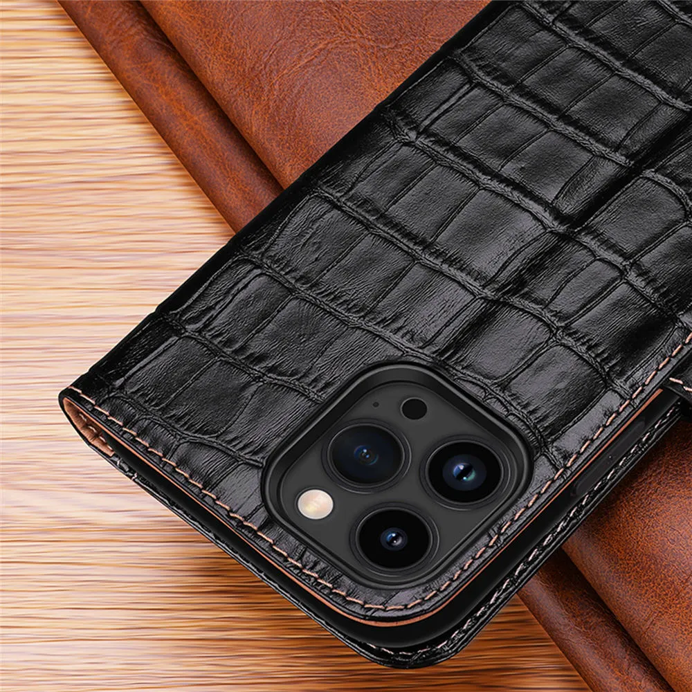 Чехол Книжка Из Натуральной Яловой Кожи Крокодила Для IPhone 15 Pro Max 14  13 12, Крышка С Слотом Для Карт От Kwell1943, 1 699 руб. | DHgate
