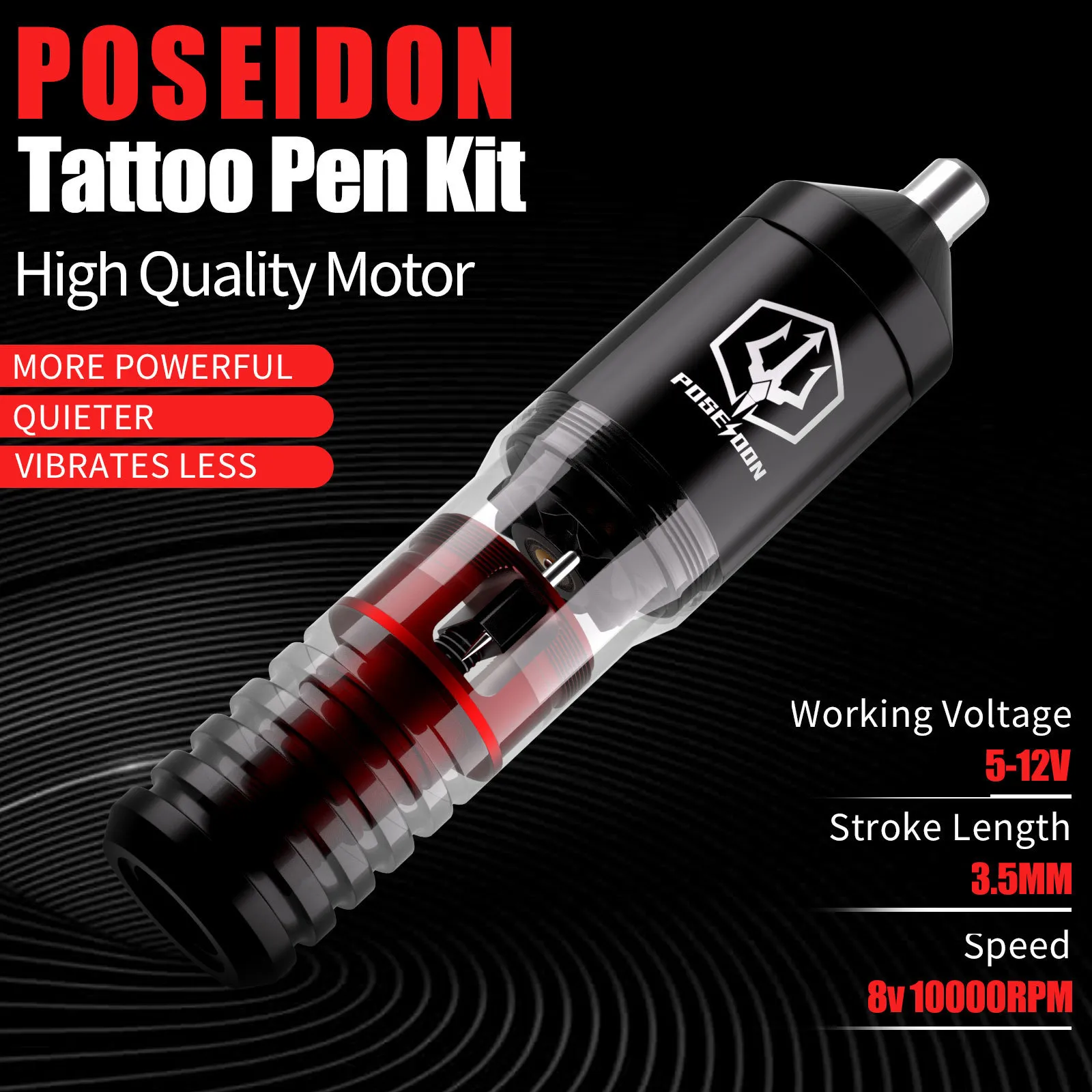 Poseidon Tattoo Machine Pen Kit：電源RCAインターフェース付き