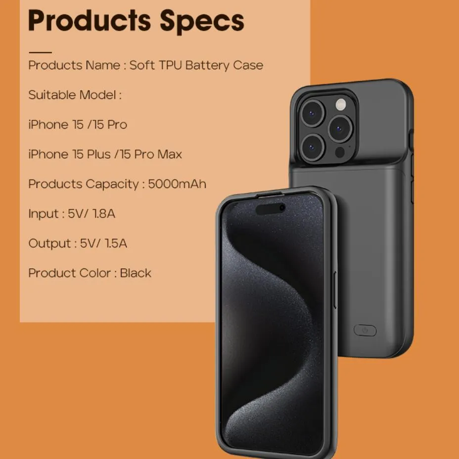Battery Charging Case For IPhone 15/14/13/12/11/8 – Power Bank Phone Cover, Shockproof