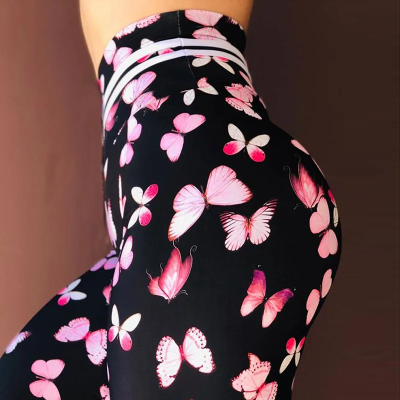 Leggings Women New Color Butterfly Printed High Waist Pants Leggins Big  Size Elastic Fitness Jeggings Sports Tights Running From Ivogue888, $5.18