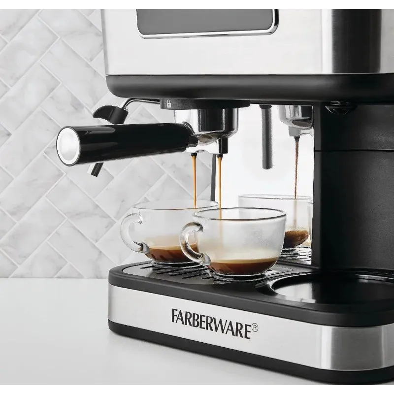 Farberware Side by Side Coffee Maker, Single Serve or 12 Cups, Black and Stainless