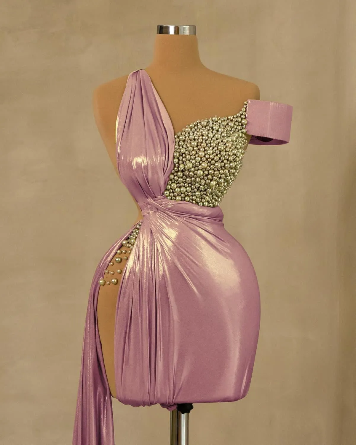 graduation dress pearls Champagne Pearl Lace Homecoming Dress Spaghetti Strap Graduation Dress hc320 Custom Colors / US2