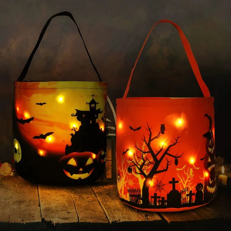 LED Halloween Candy Buckets - Light Up Trick or Treat Bags, Reusable ...