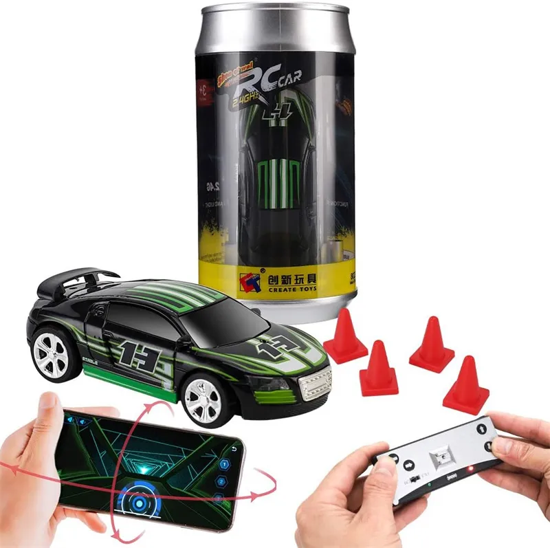 Mini Rc Car,1 Set Micro Remote Control Car With Roadblocks Coke Cans Design  Creative Simulation Racing Car Toy Kids Gift Blue One Size